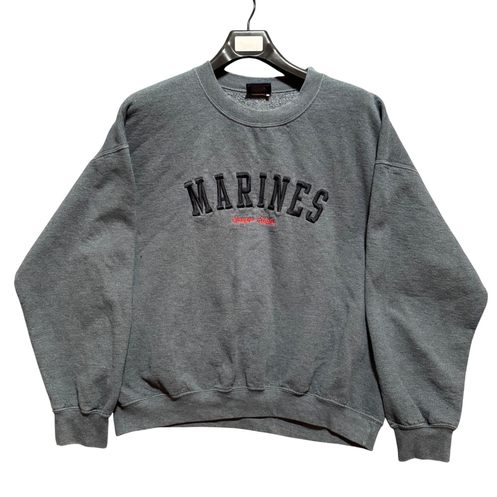 Marines MV Sport Sweatshirt Mens XL Gray Crewneck Pullover Boxy Semper Fidelis